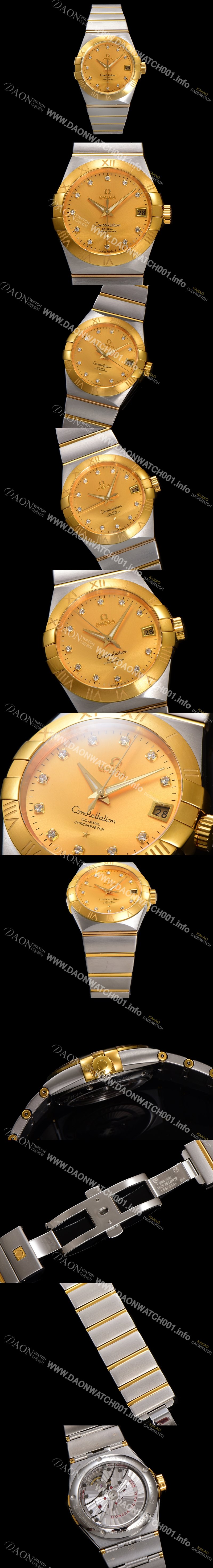 미러급 오메가 남성용 컨스틀레이션 123.20.38.21.58.001 18k 옐로우골드 38mm 오토매틱 8500타입 샴페인 다이얼 omg0159 Ⅳ