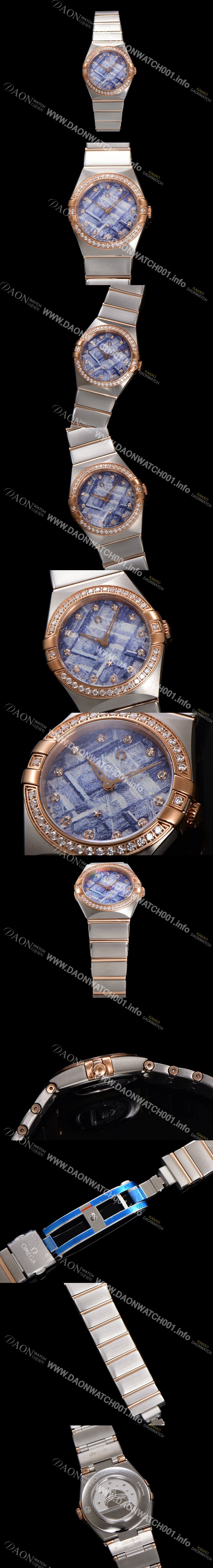 미러급 오메가 여성용 컨스틀레이션 131.25.28.60.99.001 로즈골드 다이아몬드 세팅 베젤 28mm 쿼츠 무브먼트 메테오라이트 다이얼 omg0150 Ⅳ