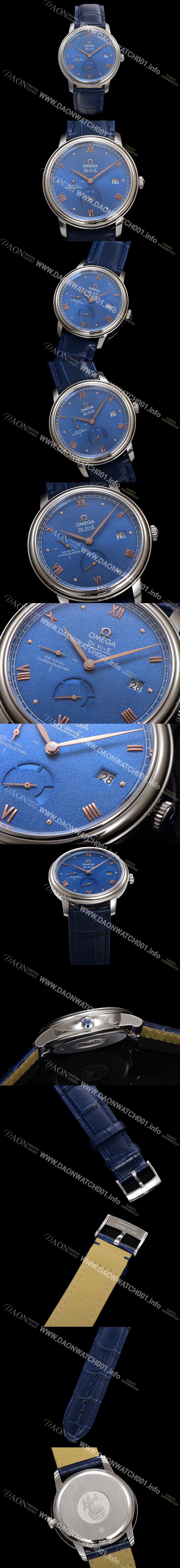 미러급 오메가 남성용 드빌 424.13.40.21.03.003 프레스티지 코-액시얼 39.5mm 오토매틱 Cal.2627 타입 블루 선버스트 다이얼 omg0170 Ⅳ
