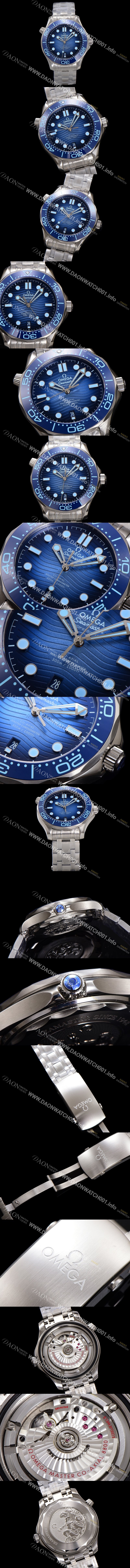미러급 오메가 남성용 시마스터 210.30.42.20.03.003 다이버 300M 마스터 코-액시얼 42mm 오토매틱 Cal.8800타입 썸머 블루 다이얼 omg0181 Ⅳ