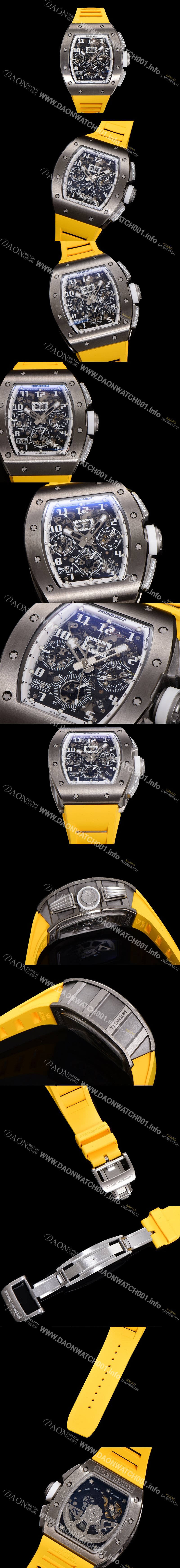 미러급 리차드밀레 남성용 RM11-FM 티타늄 케이스/스텐레스 스틸 베젤 크로노그래프 50mm 오토매틱 무브먼트 스켈레톤 다이얼 ric0248 Ⅳ