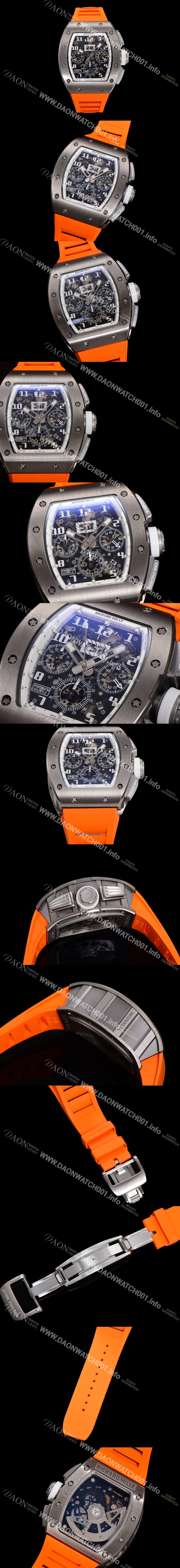 미러급 리차드밀레 남성용 RM11-FM 티타늄 케이스/스텐레스 스틸 베젤 크로노그래프 50mm 오토매틱 무브먼트 스켈레톤 다이얼 ric0249 Ⅳ