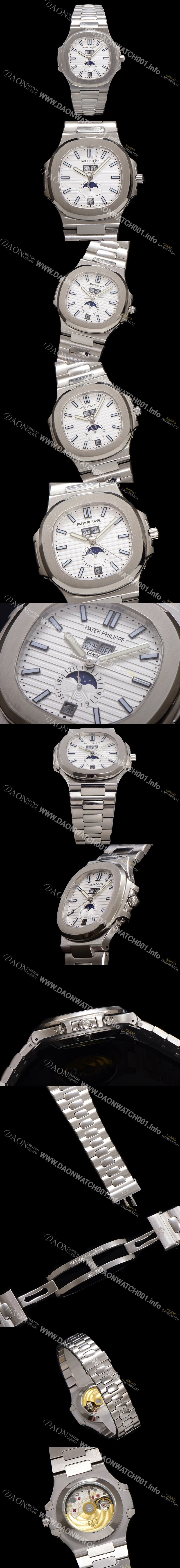 미러급 파텍필립 남성용 노틸러스 5726/1A-010 오토매틱 Cal.324 타입 40.5mm 메탈줄 화이트 다이얼 pat2216 Ⅳ