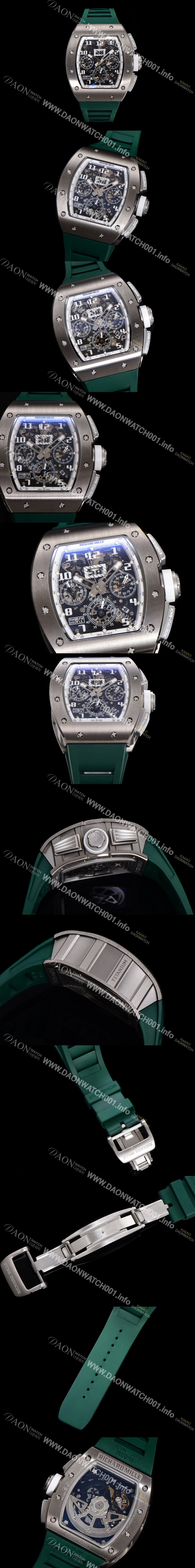 미러급 리차드밀레 남성용 RM11-FM 티타늄 케이스/스텐레스 스틸 베젤 크로노그래프 50mm 오토매틱 무브먼트 스켈레톤 다이얼 ric0251 Ⅳ