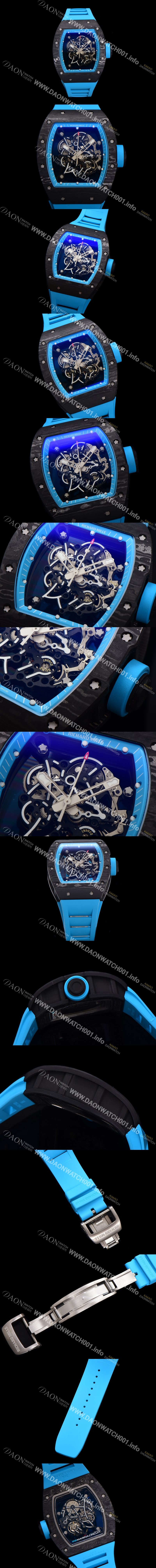 미러급 리차드밀레 남성용 RM055 NTPT 카본 케이스 50mm 스켈레톤 다이얼 기계식 수동형 무브먼트 ric0262 Ⅳ