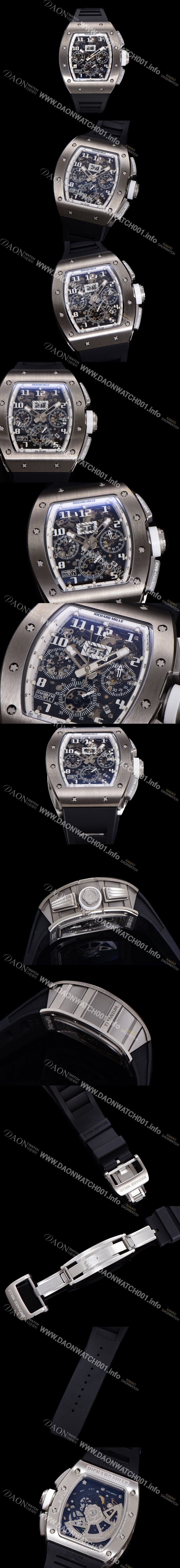 미러급 리차드밀레 남성용 RM11-FM 티타늄 케이스/스텐레스 스틸 베젤 크로노그래프 50mm 오토매틱 무브먼트 스켈레톤 다이얼 ric0254 Ⅳ