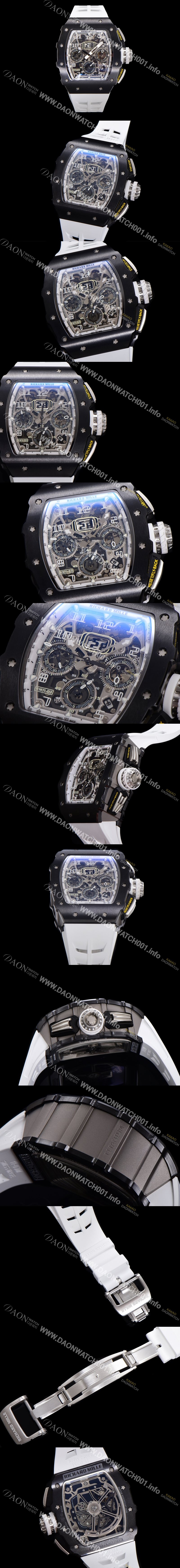 미러급 리차드밀레 남성용 RM11-03 티타늄 케이스/블랙 PVD코딩 베젤 크로노그래프 50mm 오토매틱 무브먼트 스켈레톤 다이얼 ric0255 Ⅳ