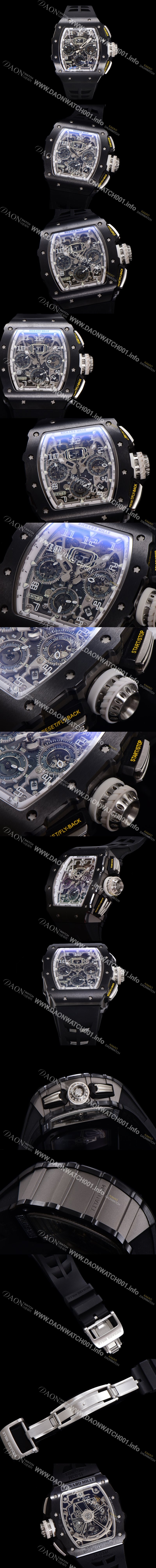 미러급 리차드밀레 남성용 RM11-03 티타늄 케이스/블랙 PVD코딩 베젤 크로노그래프 50mm 오토매틱 무브먼트 스켈레톤 다이얼 ric0256 Ⅳ