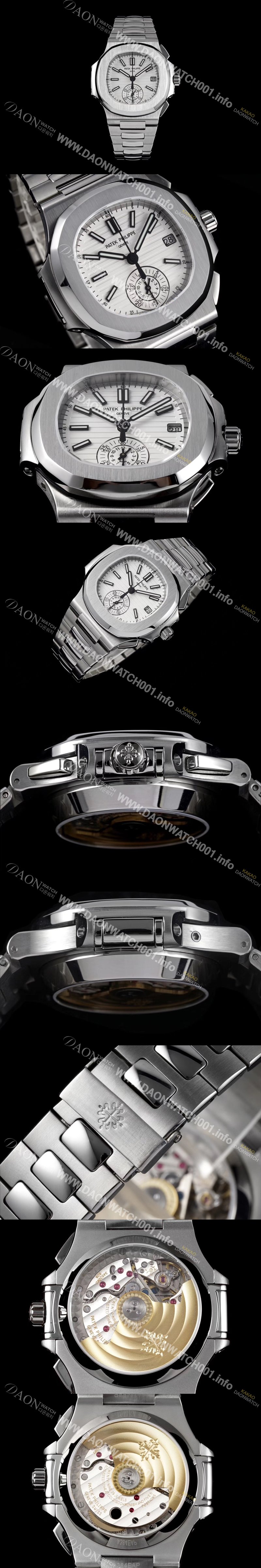 미러급 파텍필립 남성용 노틸러스 5980/1A-019 오토매틱 Cal.CH 28-520 C 타입 40.5mm 메탈줄 화이트 다이얼 pat2224 Ⅳ