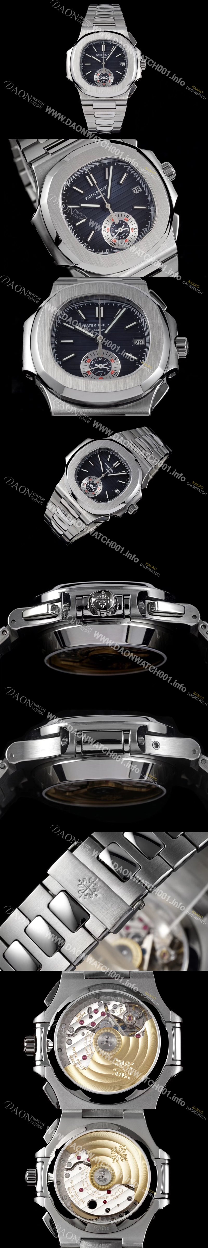 미러급 파텍필립 남성용 노틸러스 5980/1A-001 오토매틱 Cal.CH 28-520 C 타입 40.5mm 메탈줄 블루 다이얼 pat2226 Ⅳ