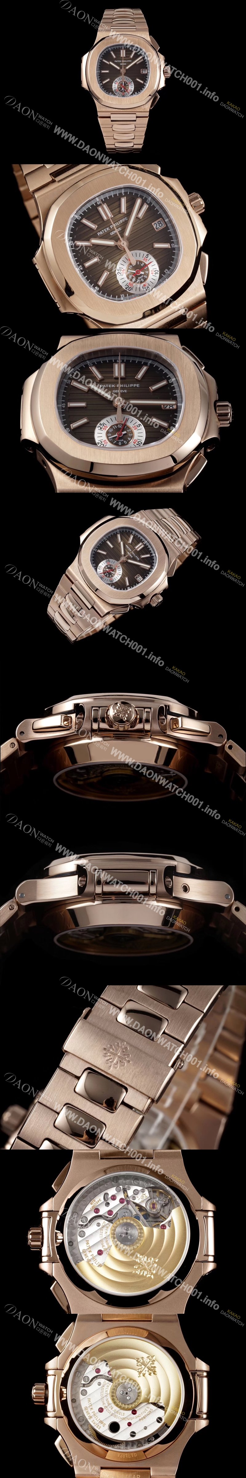 미러급 파텍필립 남성용 노틸러스 5980 18k 로즈골드 오토매틱 Cal.CH 28-520 C 타입 40.5mm 메탈줄 브라운 다이얼 pat2228 Ⅳ