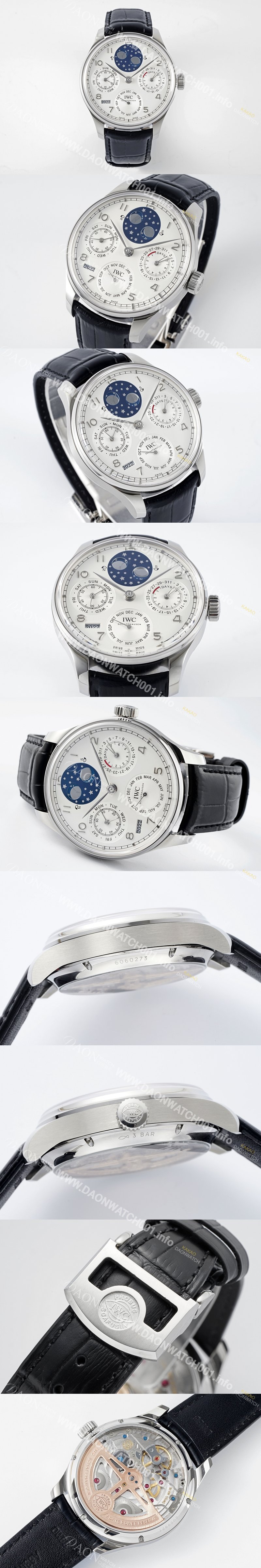 미러급 아이더블유씨 남성용 포루투기즈 IW503406 퍼페추얼 캘린더 더블 문 플래티넘 44mm 오토매틱 무브먼트 화이트 다이얼 iwc4104 Ⅳ