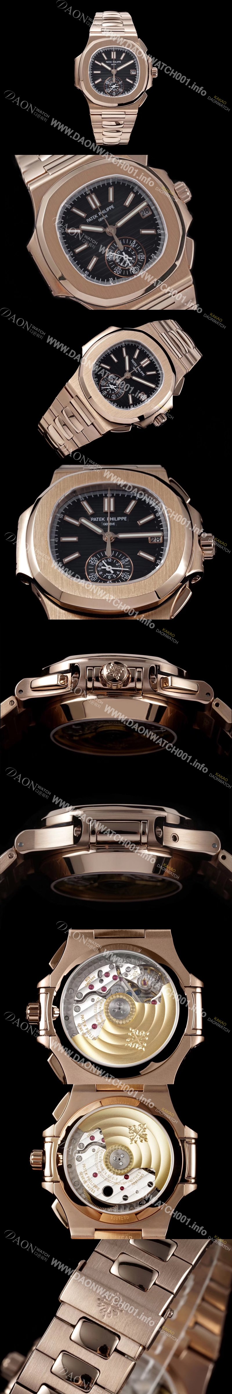 미러급 파텍필립 남성용 노틸러스 5980/1R-001 18k 로즈골드 오토매틱 Cal.CH 28-520 C 타입 40.5mm 메탈줄 블랙 다이얼 pat2229 Ⅳ