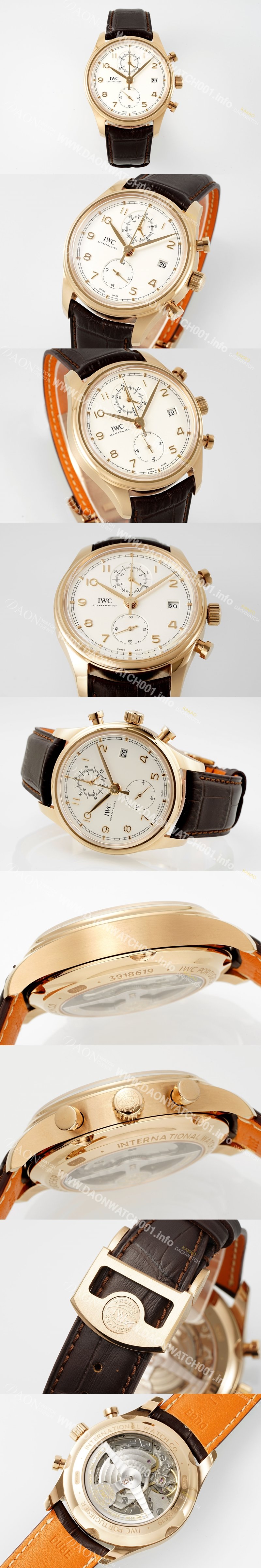 미러급 아이더블유씨 남성용 포루투기즈 IW390301 18k 로즈골드 42mm 크로노그래프 오토매틱 무브먼트 화이트 다이얼 iwc4096 Ⅳ