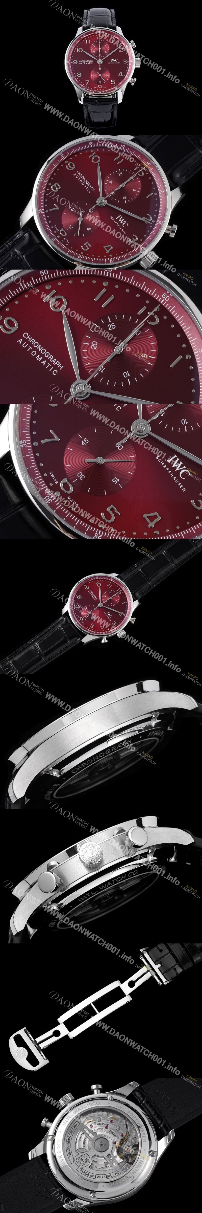 미러급 아이더블유씨 남성용 신상품 / 포르투기즈 IW371616 크로노그래프 오토매틱 Cal.69355 타입 41미리 가죽줄 레드 다이얼 iwc4092 Ⅳ
