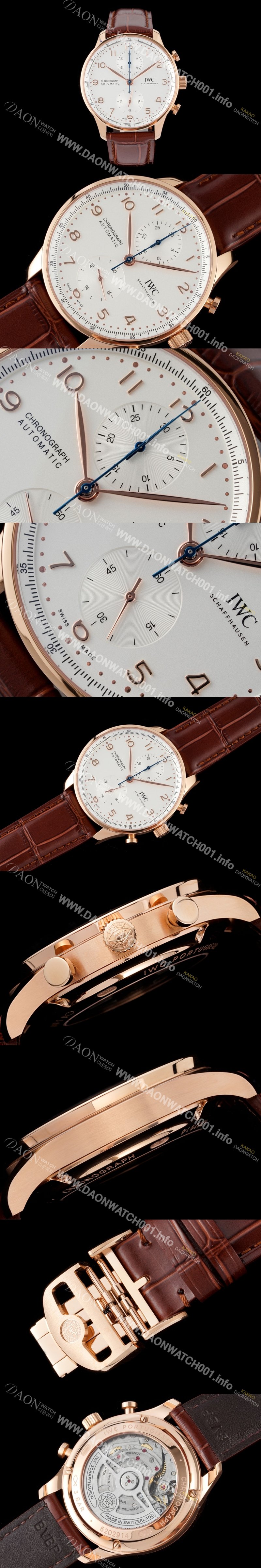 미러급 아이더블유씨 남성용 신상품 / 포르투기즈 IW371611 크로노그래프 오토매틱 Cal.69355 타입 41미리 가죽줄 화이트 다이얼 iwc4093 Ⅳ