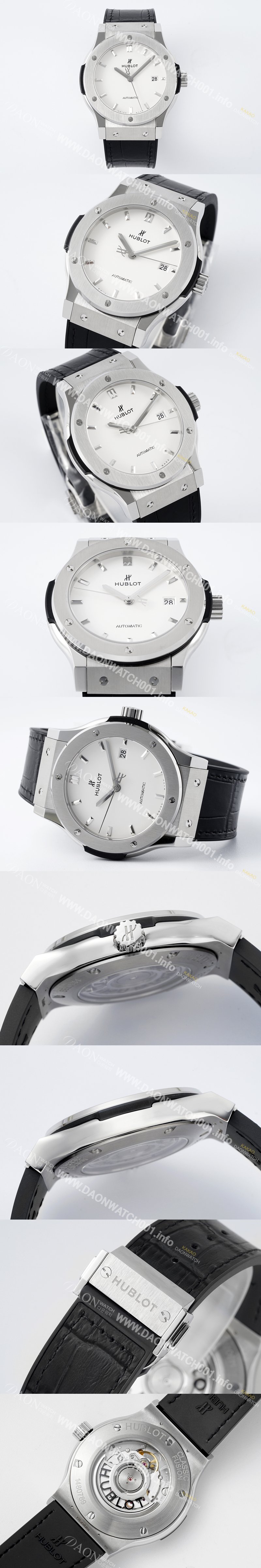 미러급 휴블렛 남성용 클래식 퓨전 542.NX.2611.LR 42mm 오토매틱 2892 타입 가죽/러버 믹스 화이트 다이얼 hub2138 Ⅳ