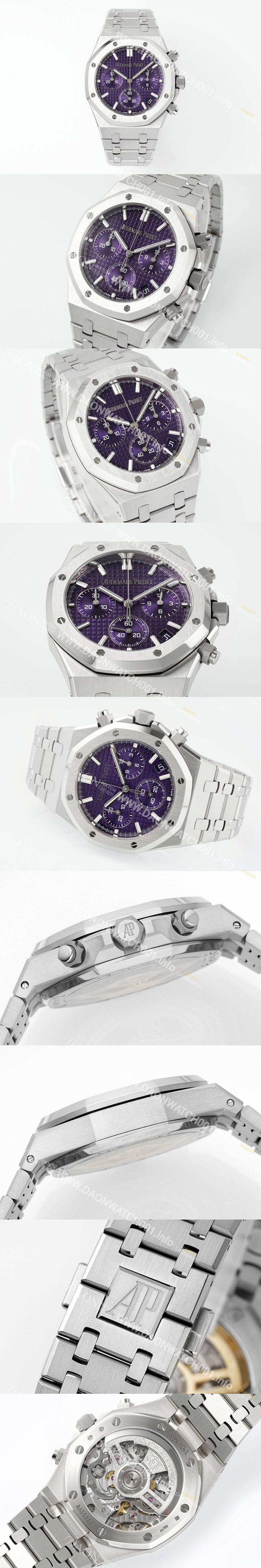 미러급 오데마피게 남성용 로얄오크 26240BC.OO.1320BC.01 크로노그래프 41mm 오토매틱 Cal.4401 타입 퍼플 와플 다이얼 aud6555 Ⅳ