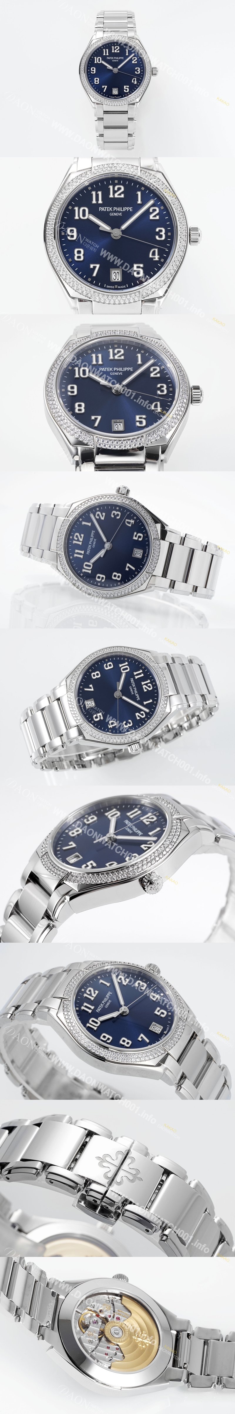 미러급 파텍필립 여성용 트웬티-포 티파니 7300/1200A-001 다이아몬드 36mm 오토매틱 Cal.324 타입 블루 다이얼 pat2230 Ⅳ