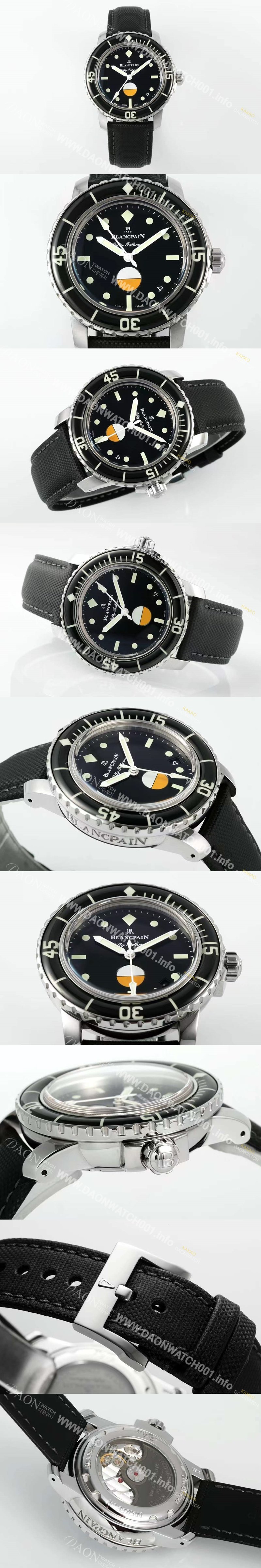 미러급 블랑팡 남성용 피프티 패덤즈 MIL-SPEC 캔버스 5008-1130-B52A 40mm 오토매틱 Cal.1151타입 블랙 다이얼 bla4212 Ⅳ