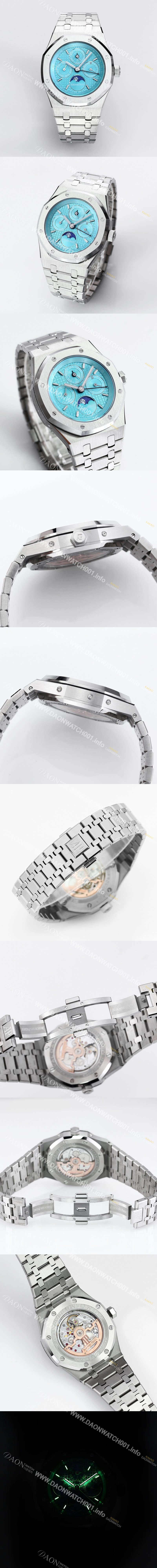 미러급 오데마피게 남성용 로얄오크 26574 퍼페츄얼 캘린더 문페이즈 41mm 티파니블루 다이얼 신형 5134 오토매틱 무브먼트 aud4209 Ⅳ