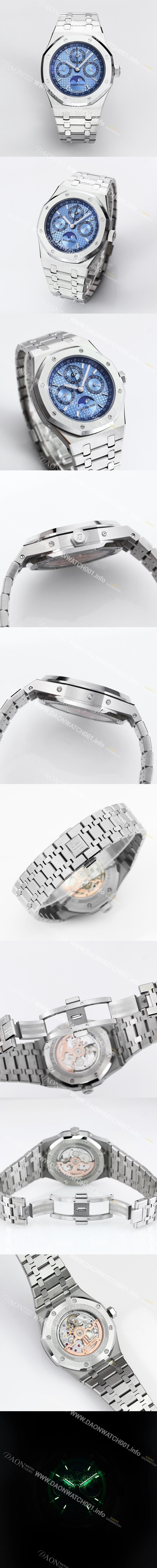 미러급 오데마피게 남성용 로얄오크 26574 퍼페츄얼 캘린더 문페이즈 41mm 아이스블루 다이얼 신형 5134 오토매틱 무브먼트 aud4210 Ⅳ