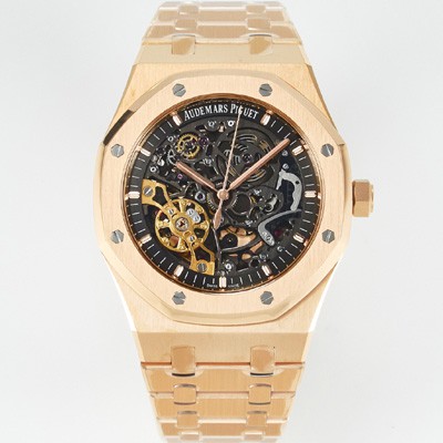 미러급 오데마피게 남성용 로얄오크 15407OR.OO.1220OR.01 더블 밸런스 휠 오픈워크 18k 로즈골드 41mm 오토매틱 Cal.3132무브먼트 스켈레톤 다이얼 AUD0242 Ⅳ