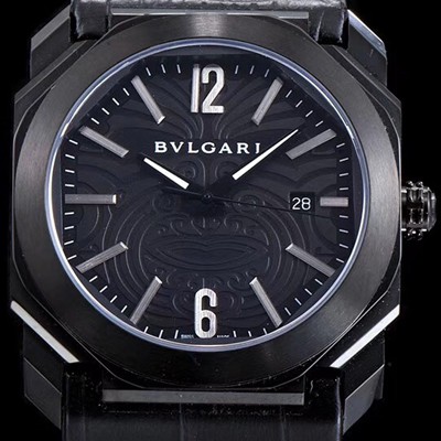미러급 불가리 남성용 옥토 베스트에디션 올 블랙 마오리 타투 패턴 다이얼 오토매틱 무브먼트 BVL4306 Ⅳ