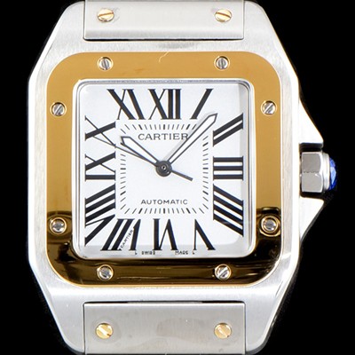 미러급 까르띠에 남성용 산토스 시리즈 100 W200728G 베스트 에디션 18k 옐로골드 투톤콤비 화이트 다이얼 브레이슬릿 오토매틱 무브먼트 CAR0009 Ⅳ