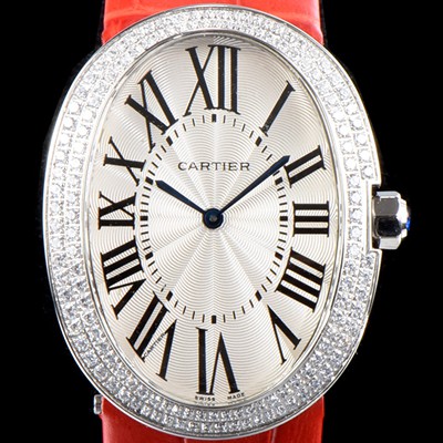 미러급 까르띠에 여성용 베누아 스위스 쿼츠 쥬얼리 베젤 화이트 다이얼 CAR0301 Ⅳ