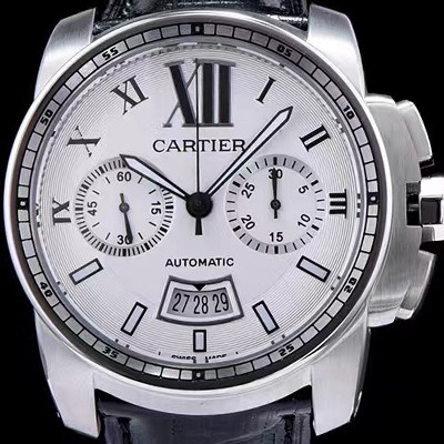 미러급 까르띠에 남성용 칼리브더 까르띠에 화이트 다이얼 오토매틱 무브먼트 CAR0017 Ⅳ
