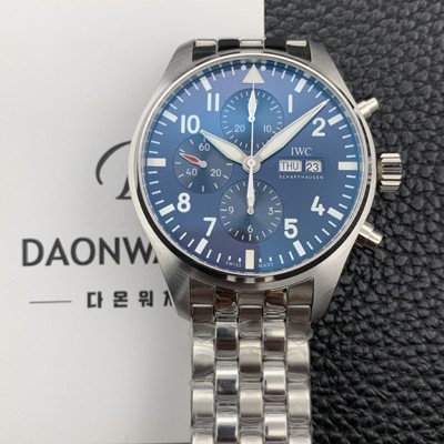 미러급 아이더블유씨 남성용 파일럿 생텍쥐베리 어린왕자 한정판 에디션!! IW377714 데이 & 데이트 크로노그래프 블루 다이얼 오토매틱 무브먼트 IWC0251 Ⅳ