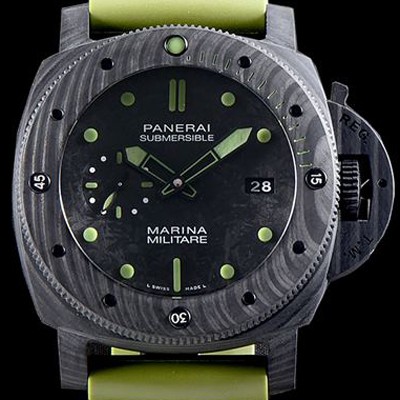 미러급 파네라이 남성용 서브멀시브 마리나 밀리테어 카보테크 PAM00961 오토매틱 Cal.P9010 타입 47mm 카본제질 블랙 다이얼 pan5216 Ⅳ