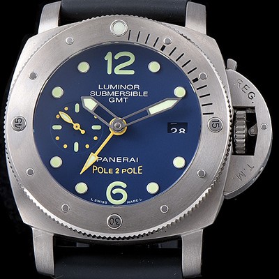 미러급 파네라이 남성용 서브머시블 1950 3Days 지엠티 pam00719 티타늄 다이버워치 오토메틱 Cal.P 9001 무브먼트 블루 다이얼 PAN1219 Ⅳ