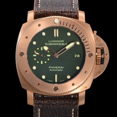 미러급 파네라이 남성용 서브머서블 1950 3데이즈 브론즈 PAM00382 오토매틱 그린 다이얼 PAN0415 Ⅳ