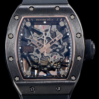 미러급 리차드밀레 남성용 리차드밀레 RM035 골드&세라믹 에디션!! KV 이너베젤 스켈레톤 다이얼 오토매틱 무브먼트 RIC0400 Ⅳ