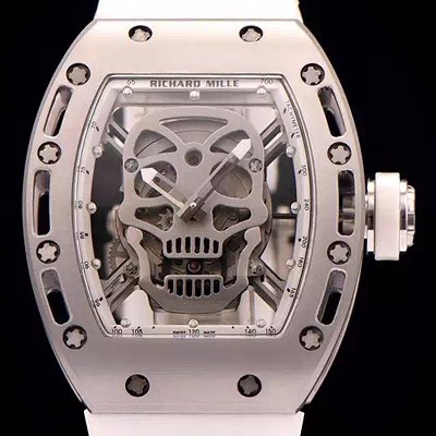 미러급 리차드밀레 남성용 리차드밀레 RM052 뚜르비용 스컬 워치 1:1 수공 맞물림 형식의 쥬얼세팅 스켈레톤&해골무늬 다이얼 오토매틱 무브먼트 RIC0402 Ⅳ
