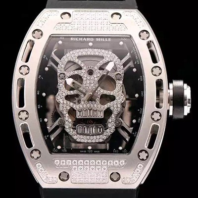 미러급 리차드밀레 남성용 리차드밀레 RM052 뚜르비용 스컬 워치 1:1 수공 맞물림 형식의 쥬얼세팅 스켈레톤&해골무늬 다이얼 오토매틱 무브먼트 RIC0404 Ⅳ