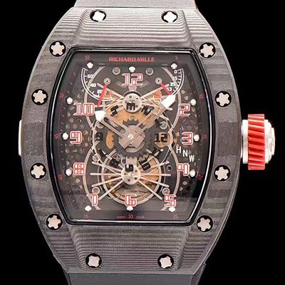 미러급 리차드밀레 남성용 RM022 포지드 카본 스켈레톤 다이얼 블랙 러버 스트랩 오토매틱 무브먼트 RIC0400 Ⅳ