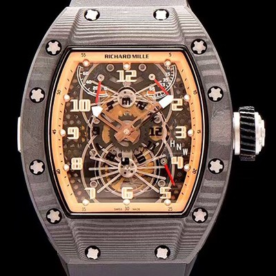 미러급 리차드밀레 남성용 RM022 NTPT RG 포지드 카본 스켈레톤 다이얼 블랙 러버 스트랩 오토매틱 무브먼트 RIC0403 Ⅳ