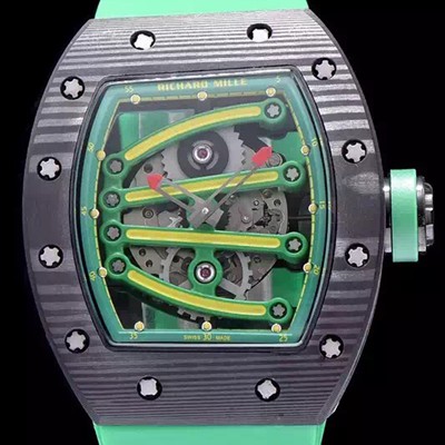 미러급 리차드밀레 남성용 RM59-01 스켈레톤 그린옐로 다이얼 오토매틱 무브먼트 RIC4235 Ⅳ