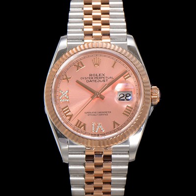 미러급 로렉스 남성용 데이저스트 m126231 18K 로즈골드 로마인덱스 36mm 오토매틱 Cal.3235 무브먼트 핑크 다이얼 rol5364 Ⅳ