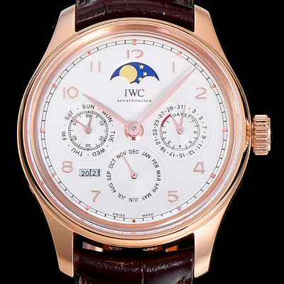 미러급 아이더블유씨남성용 포르투기즈IW502306  퍼페츄얼 캘린더 18k로즈골드 44미리 오토매틱 화이트다이얼 IWC86507 Ⅳ