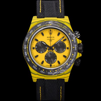 미러급 로렉스 남성용 데이토나 DIW 포지드카본 커스텀 40미리 크로노그래프 오토매틱 Cal.4130 무브먼트 옐로우 다이얼 ROL79835 Ⅳ