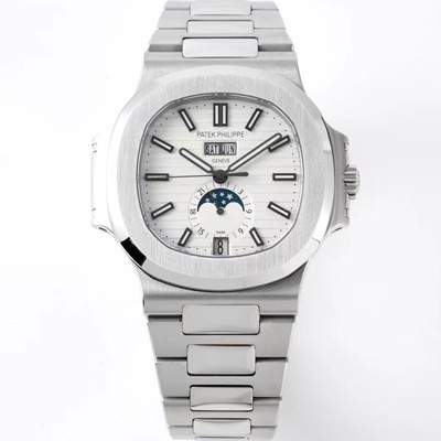 미러급 파텍필립 남성용 노틸러스 5726/1A-010 오토매틱 Cal.324 타입 40미리 문페이즈 메탈줄/밴드 화이트다이얼 PAT75439 Ⅳ