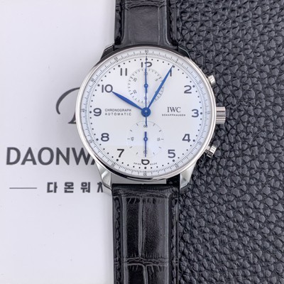 미러급 아이더블유씨 남성용 150주년 신상품 / 포르투기즈 IW371602 크로노그래프 오토매틱 Cal.69355 타입 41미리 가죽줄 화이트다이얼 IWC74316 Ⅳ