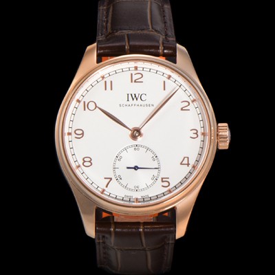 미러급 아이더블유씨 남성용 포르투기즈 IW358306 오토매틱 수정형 82200타입 무브 40.4mm 18K 로즈골드 가죽줄 화이트 다이얼  iwc36970 Ⅳ