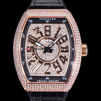 미러급 프랭크뮬러 남성용 뱅가드 오토매틱 CZ02 타입 44미리 18K로즈골드 보석/큐빅 케이스 가죽줄 보석다이얼 fra83042 Ⅳ
