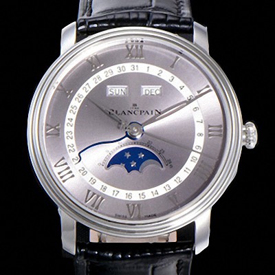 미러급 블랑팡 남성용 빌레레 퀀탬 컴플레트 문페이즈 Cal.6654 오토매틱 40미리 블랙가죽줄 그레이다이얼 BLA14122 Ⅳ