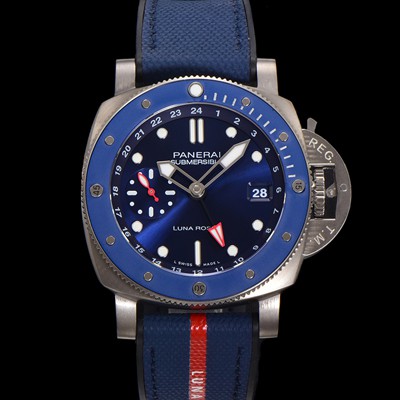 미러급 파네라이 남성용 서브머시블 GMT 루나로사 티타니오 PAM01507 티타늄소재 42mm 오토매틱 Cal P. 900 타입 블루 다이얼 pan5228 Ⅳ